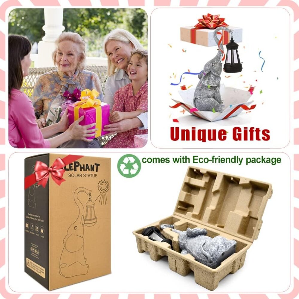 Elephant Statue For Garden Decor With Gift Appeal - Ideal Gifts For Women, Mom O View 2
